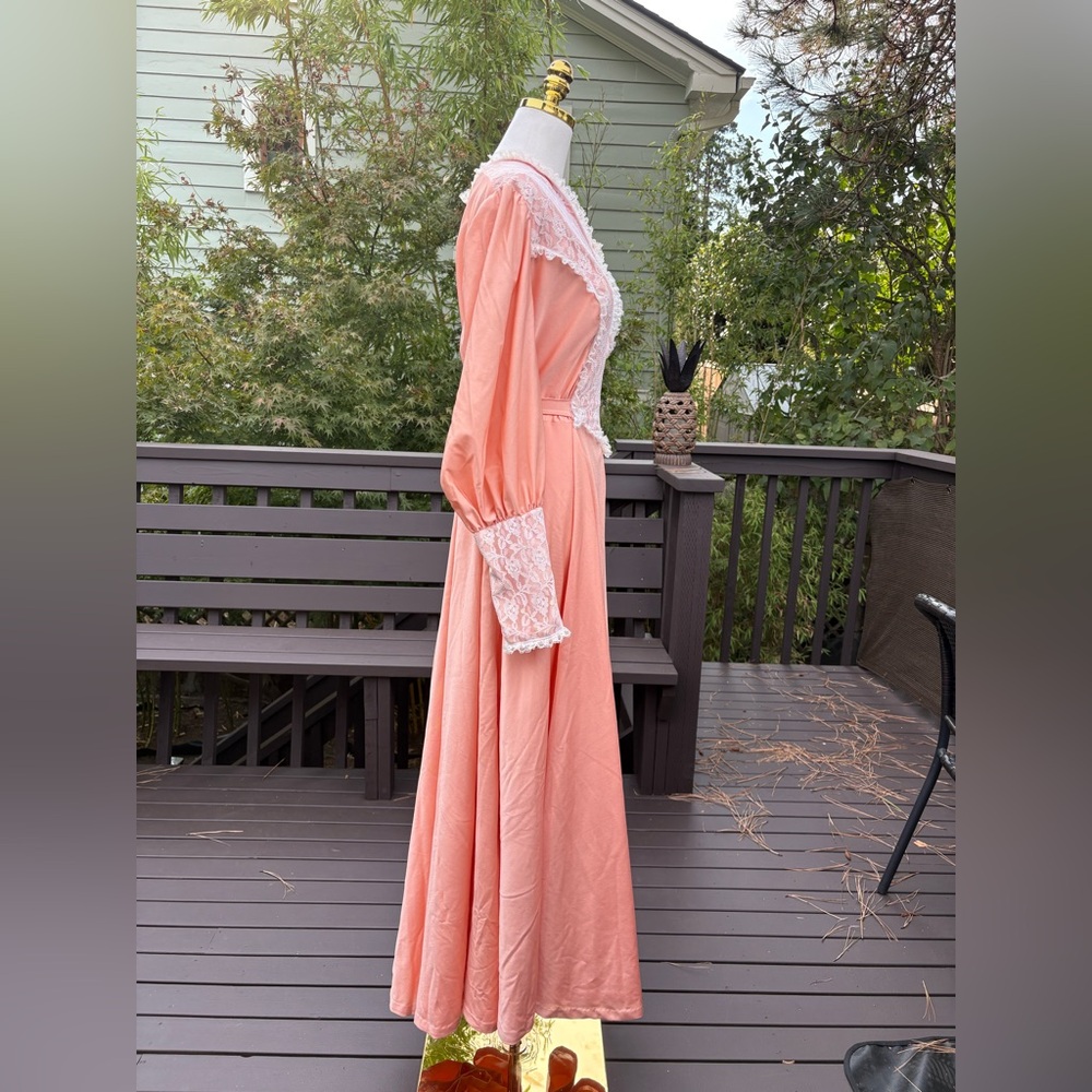 Vintage 70s Handmade Peach Gown - Picture 7 of 13